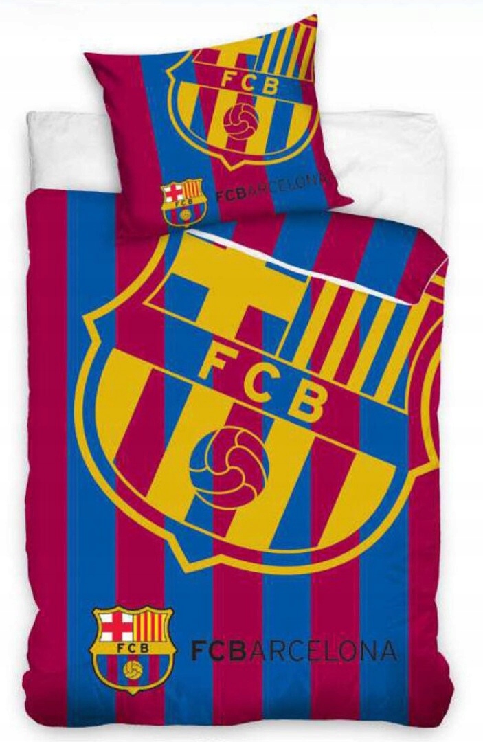 POŚCIEL DLA KIBICA 140X200 FC BARCELONA PIŁKA BAWEŁNA PŁASKA DLA DZIECKA