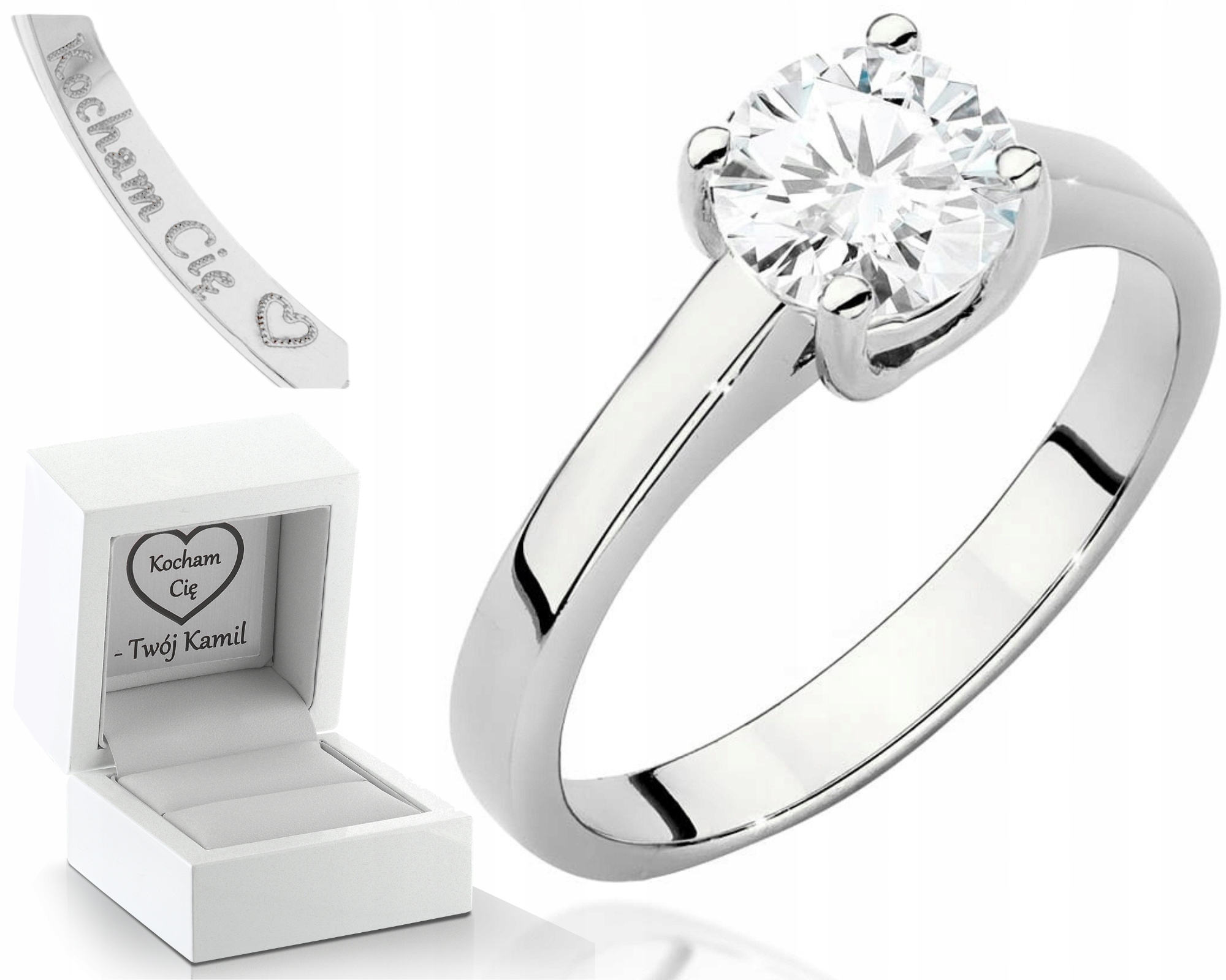 Elegantní Prstýnek 585 Bílé Zlato, Laboratorní Diamant, Dárek