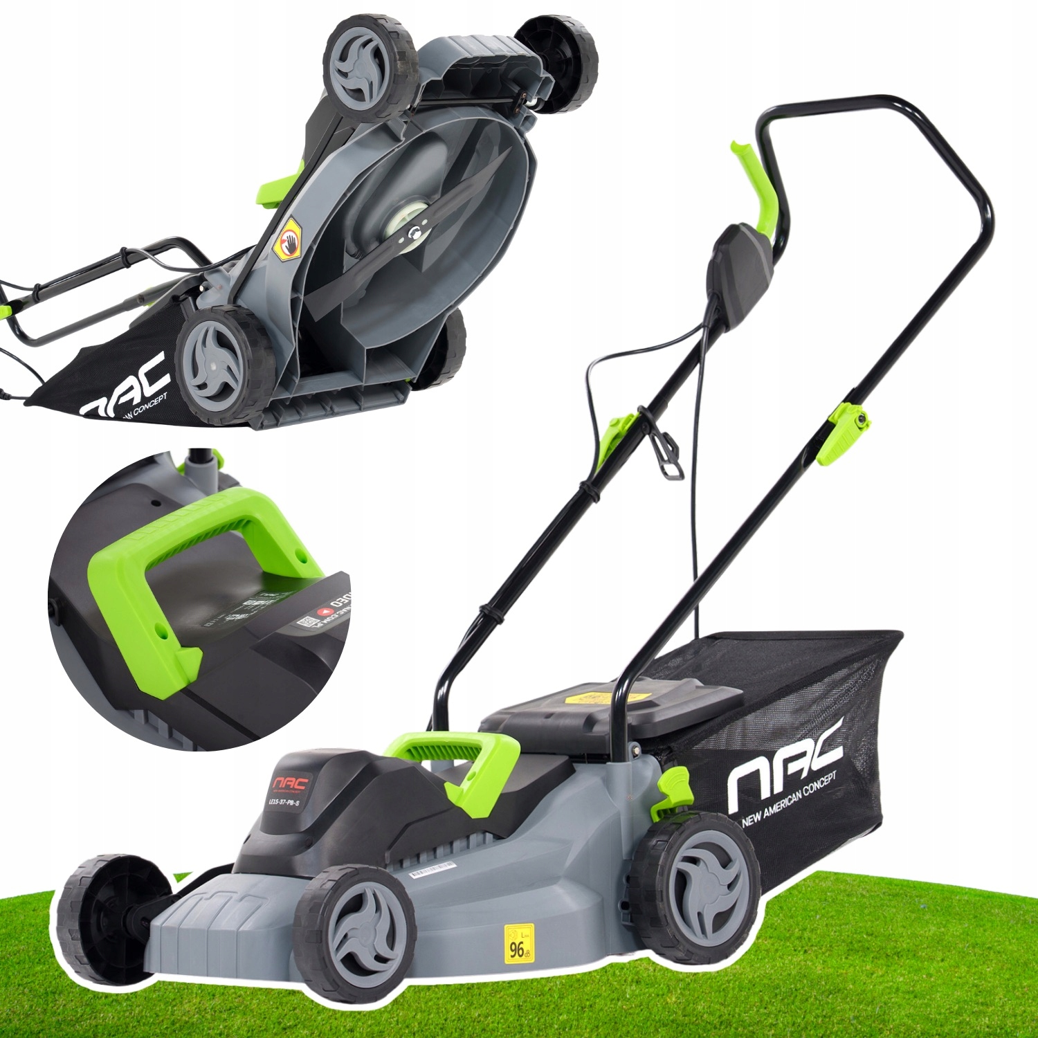 Ľahká Elektrická Kosačka Nac 1500W 28L 37CM Kosenie Na Okrajoch