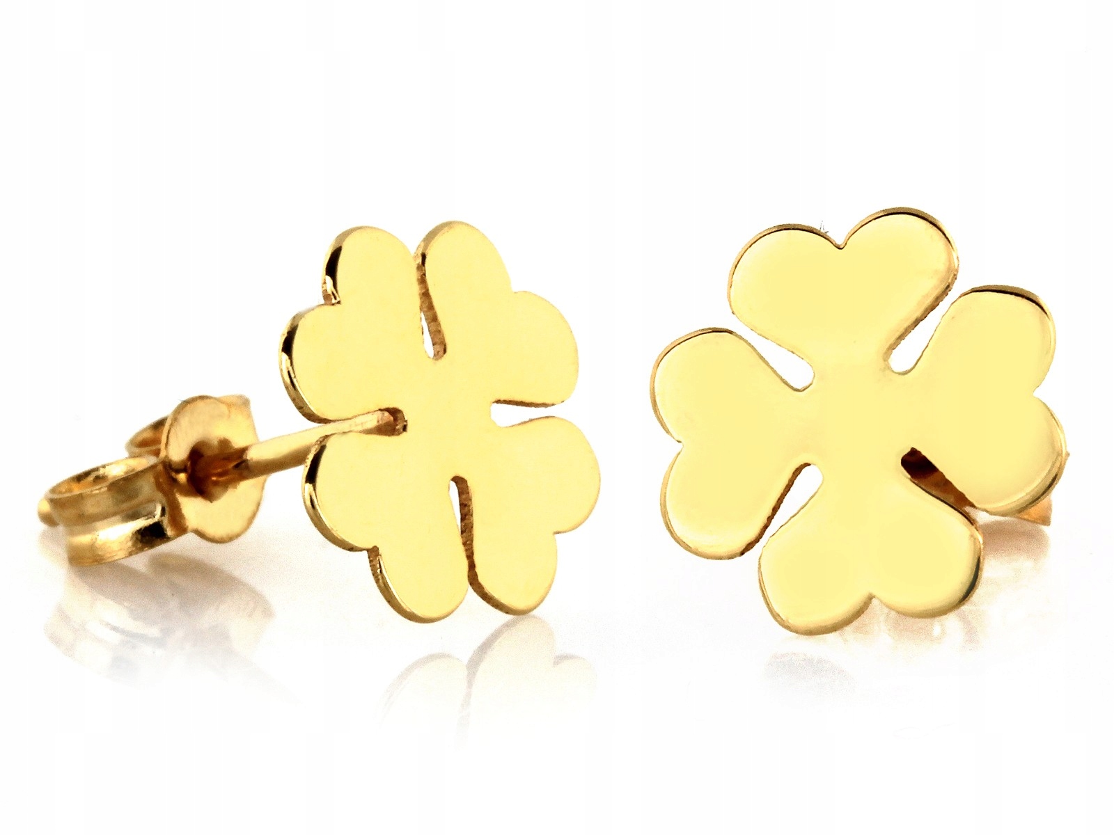 Dámské Zlaté Náušnice 585 čtyřlístek spona na tyči pro ni