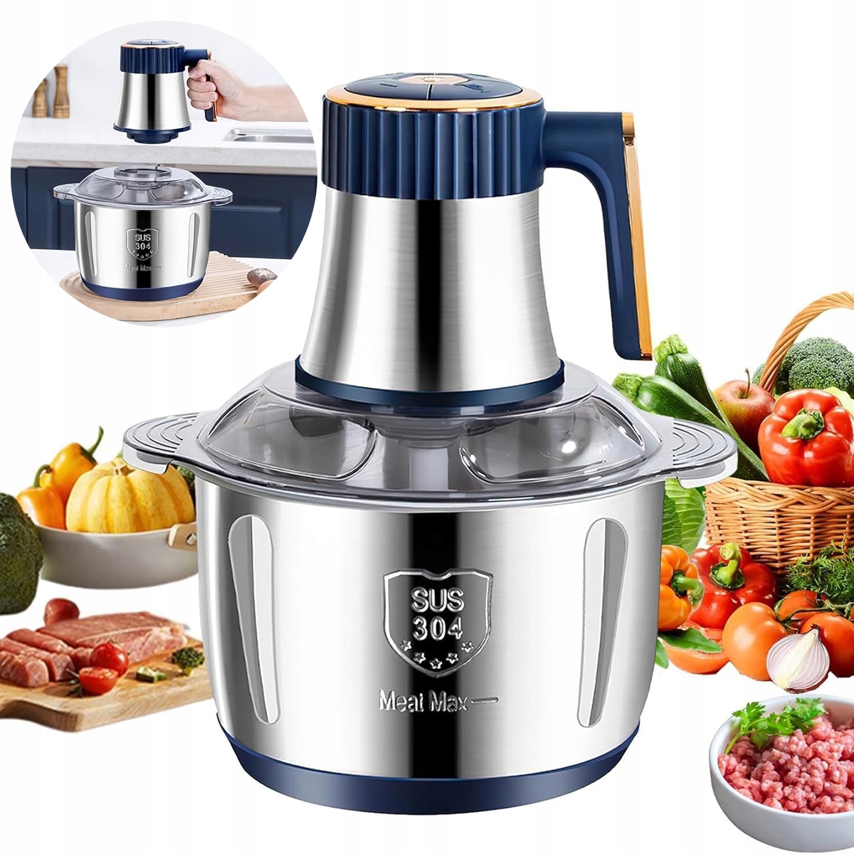 Kuchyňský Sekáček Potravin 5-RYCHLOSTNÍ Kráječ Na Zeleniny Ovoce 500 W