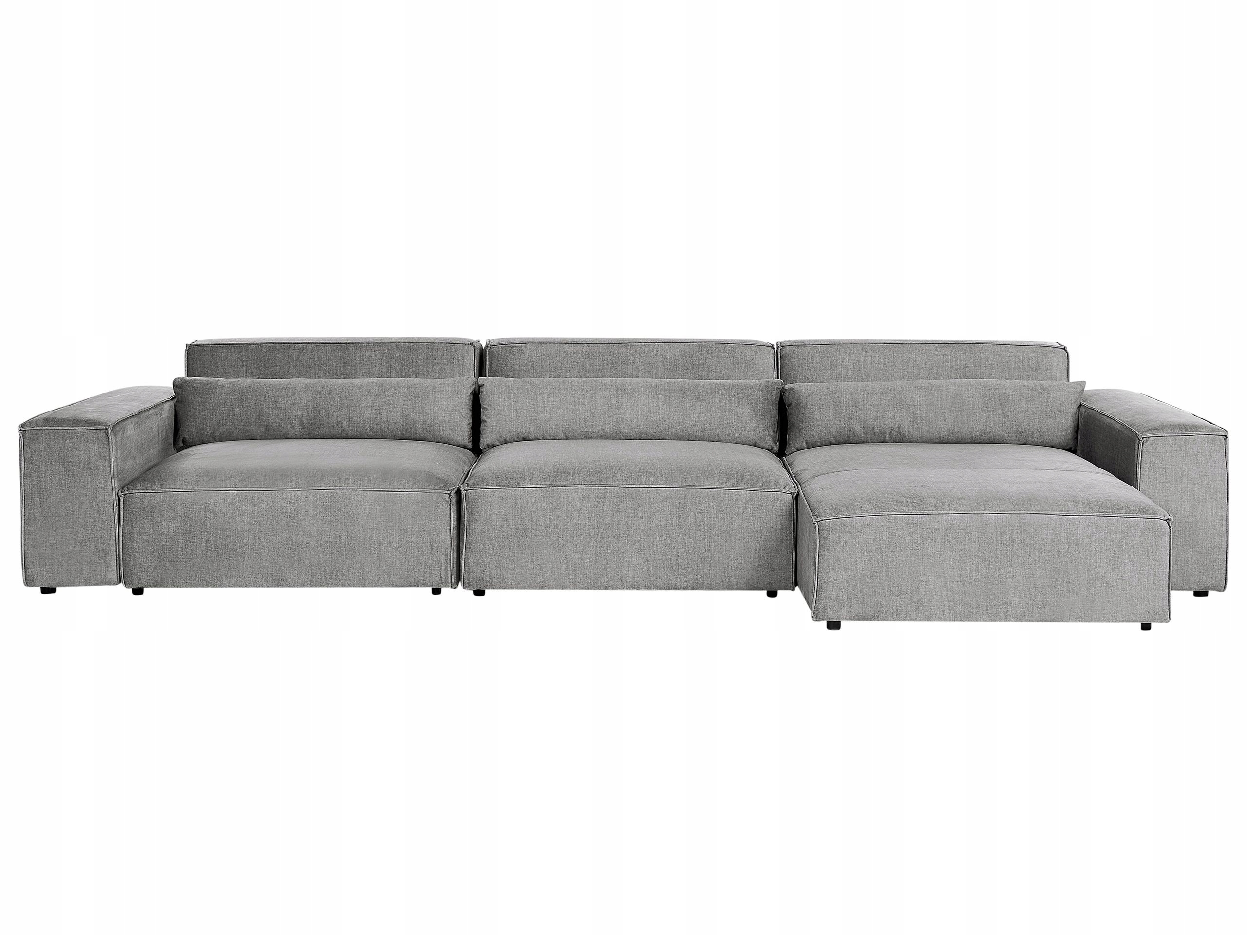 Sofa narożna lewostronna 3-osobowa z poduchami szary