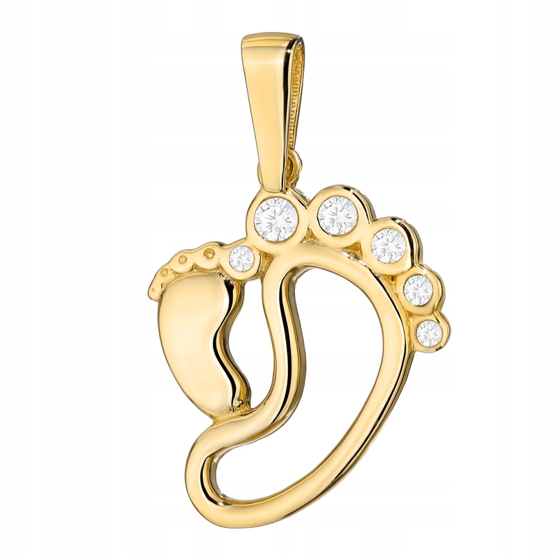 Zlatý Přívěsek Přívěsek pr. 585 Ažurové nožky pro maminku s zirkony 14k