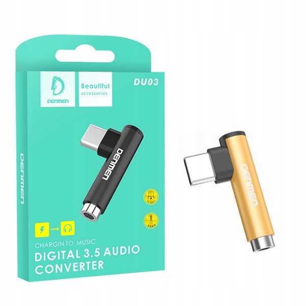 

Adapter Usb Typ C na Audio Jack Denmen Złoty
