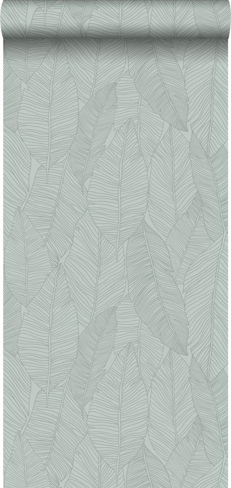 TAPETA FLIZELINOWA SZARA W TROPIKALNE LIŚCIE Długość 10.05 m