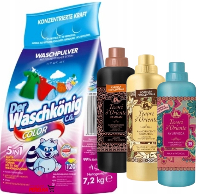 Waschkonig Niemiecki proszek do prania kolorów 7,2 kg Tesori Zestaw