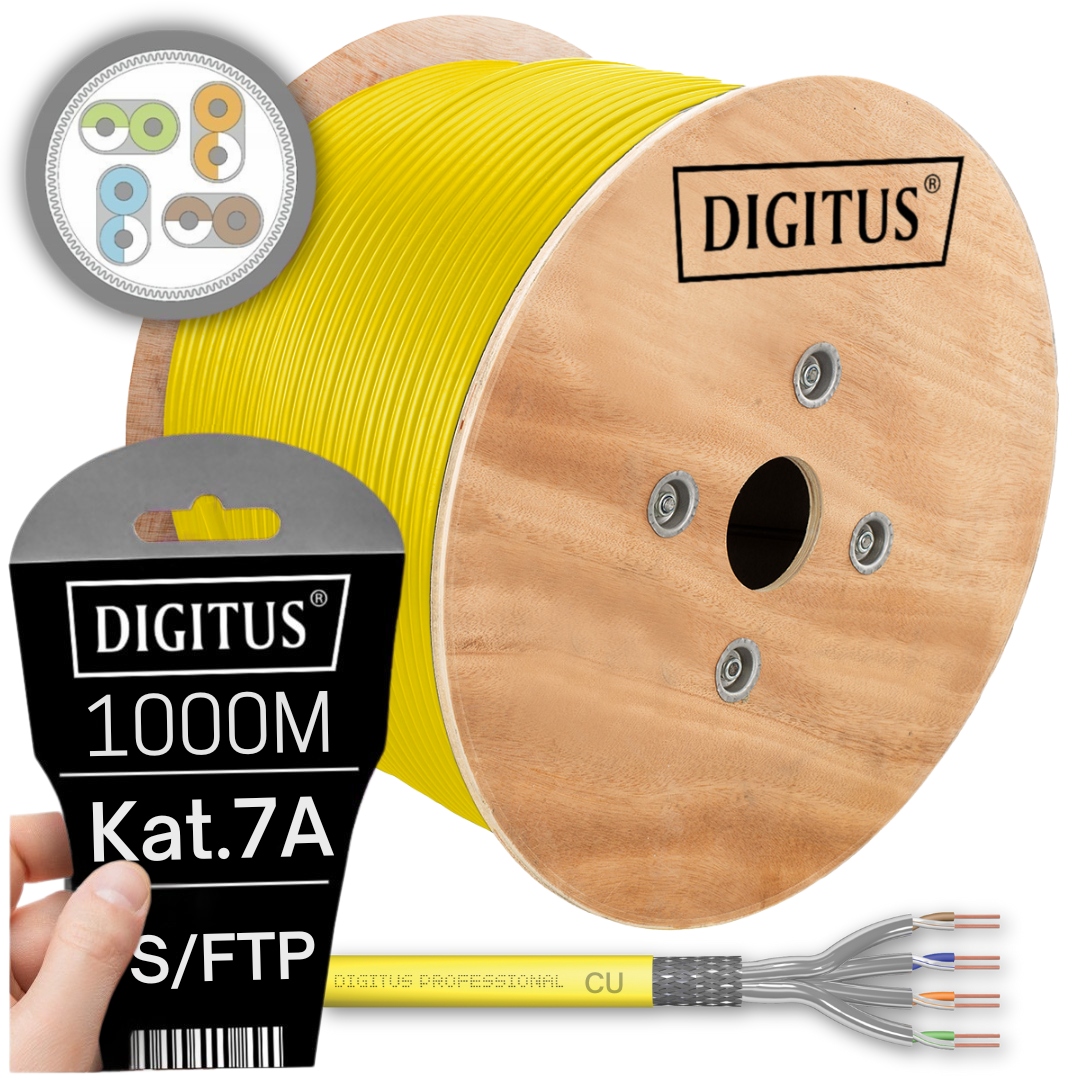 Síťový Kabel Kroucený Kabel Lan RJ45 Sftp Kat. KAT.7A LS0H 1000 M Digitus