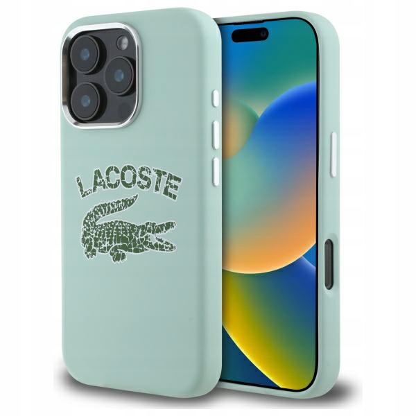 Pouzdro Lacoste pro iPhone 16 Pro Max 6.9" zelené Cracked Logo MagSafe