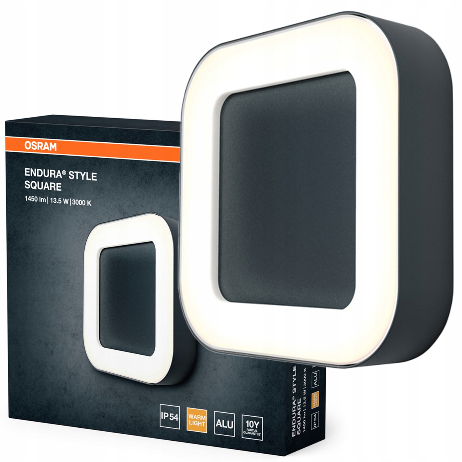 Záhradné nástenné svietidlo Vonkajšia Led lampa 13.5W 480lm 3000K šedá IP54 Endura