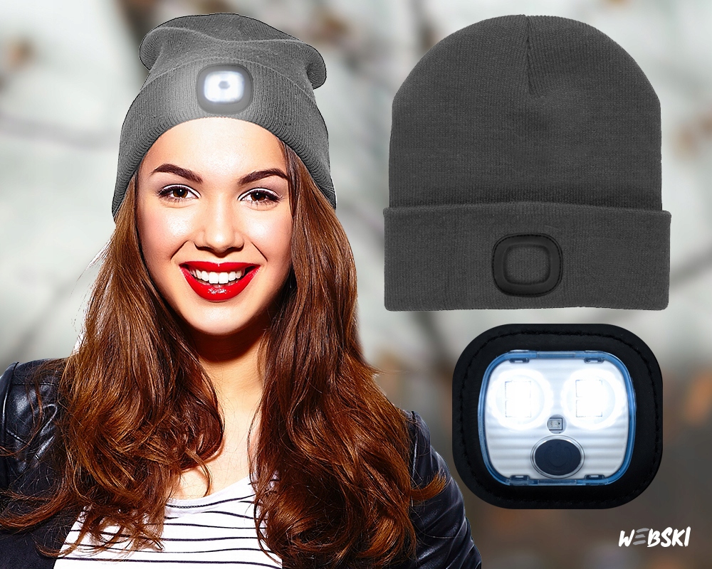 Czapka z Latarką Lampką LED USB dla Pracownika Kod producenta WebBBeanie_gy