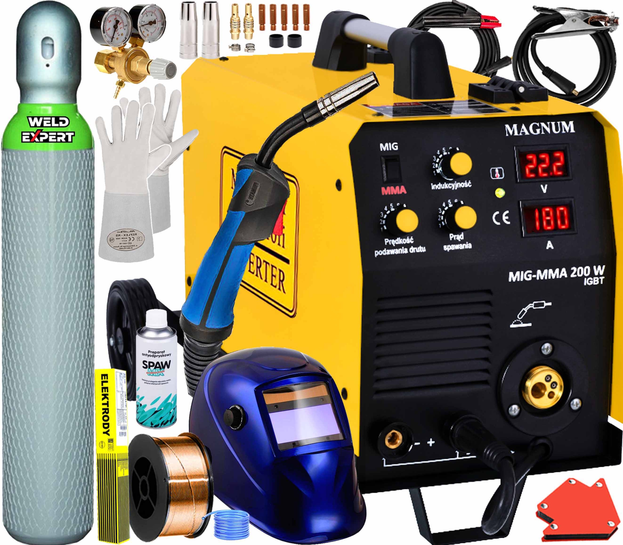Migomat Butla Drut Maska Magnum 200W Igbt Zestaw