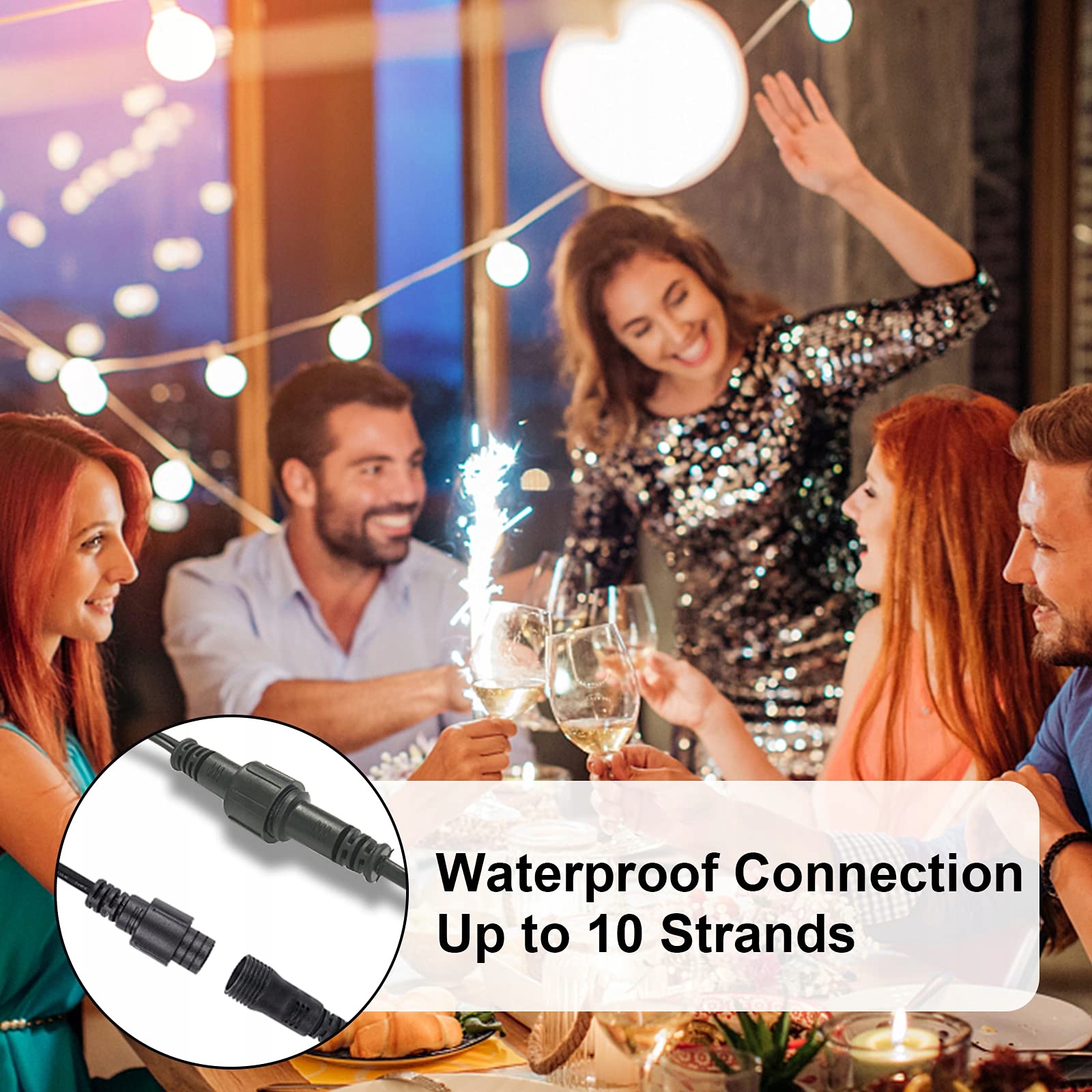 GLUROO 30M LED Girlanda Zewnętrzna IP45 50+2 Żarówki Ogrodowe — miniatura 4