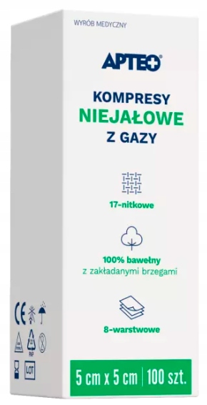 

Kompresy Niejałowe Z Gazy 5x5cm Apteo 100 szt.