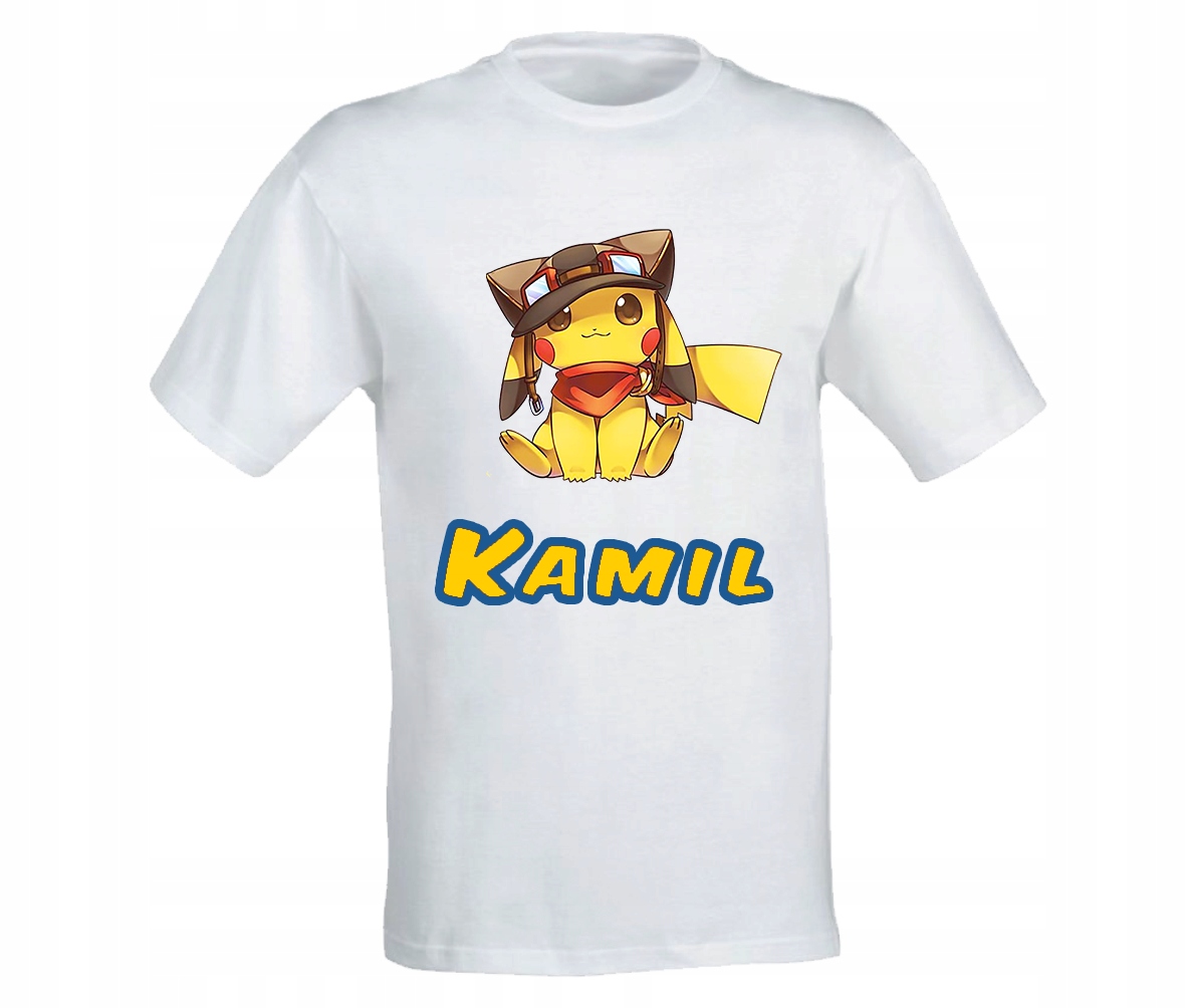 

Koszulka T-shirt Pokemon Pikachu Nadruk Imię 128