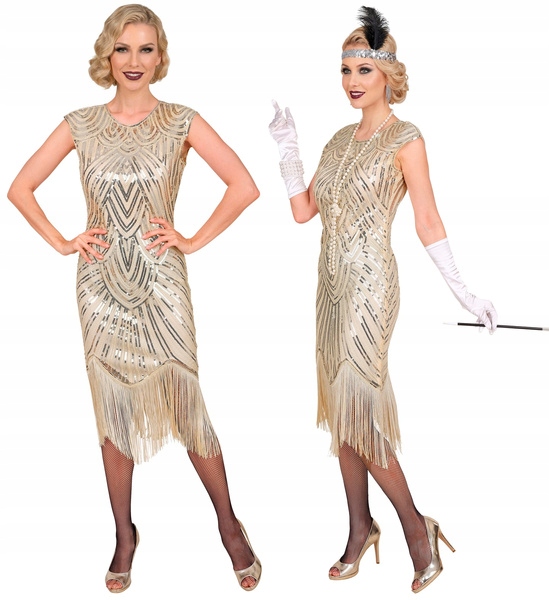 Kostým Gatsby Šílené 20. Léta Retro Flapper Charleston Krémový S