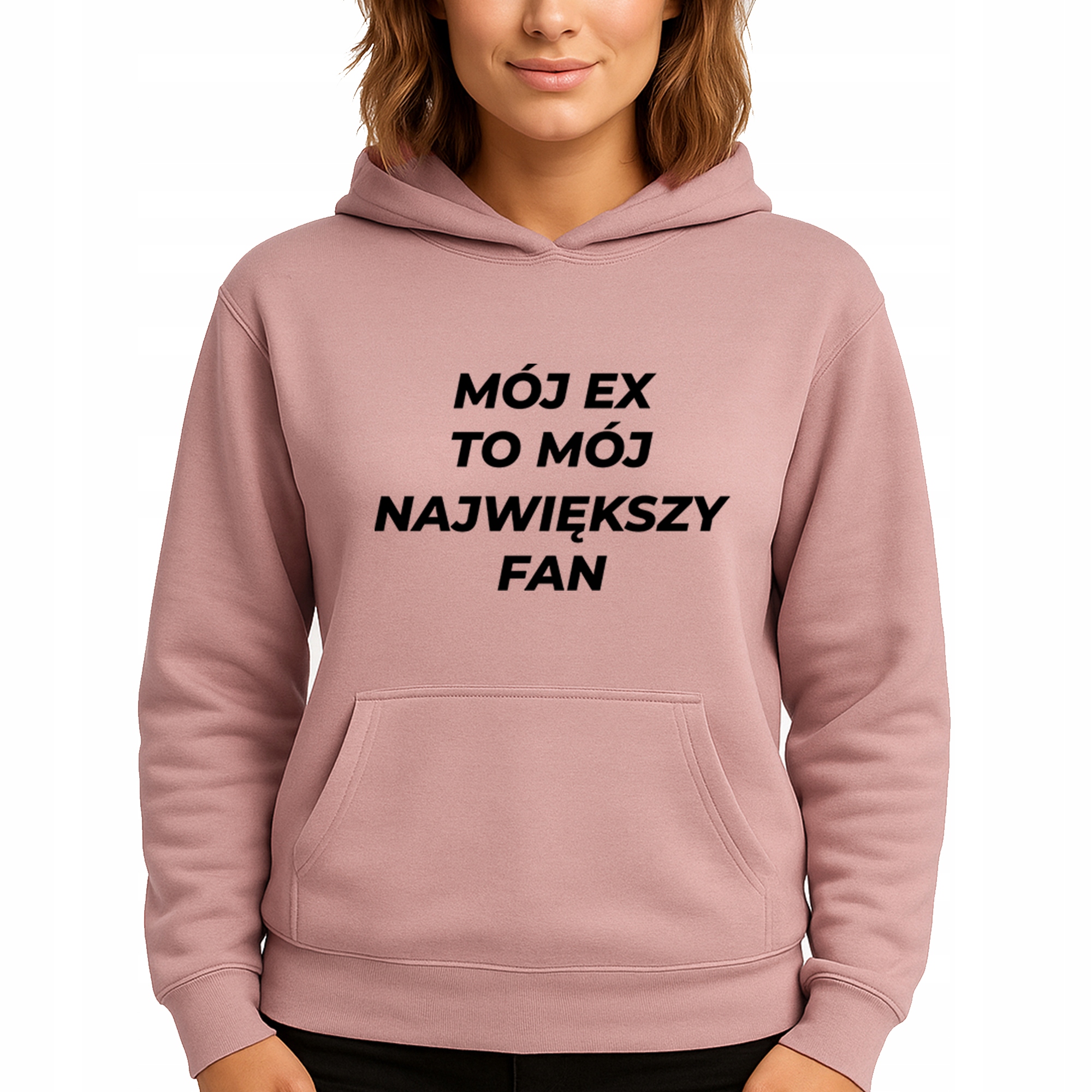 Mikina Růžová Hoodie S Kapucí Můj Ex Je Můj Největší Fanoušek Vel S