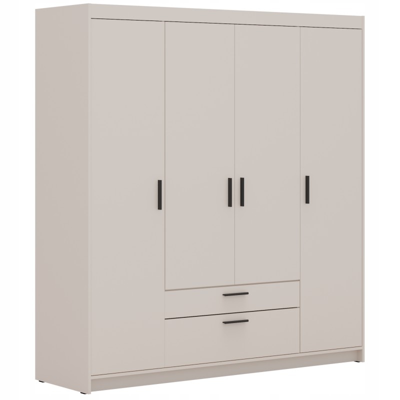 Skříň Alena 4D 2S Béžová Písková 176 cm polička tyč zásuvky