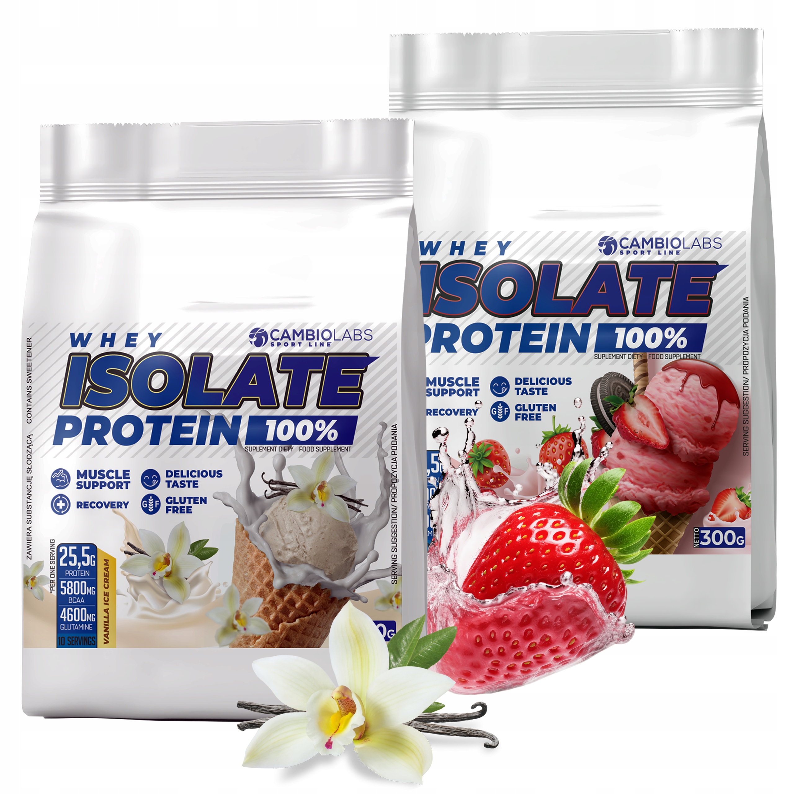 Proteinový izolát Wpi bez cukru 600g Vanilka jahoda Protein Izolát
