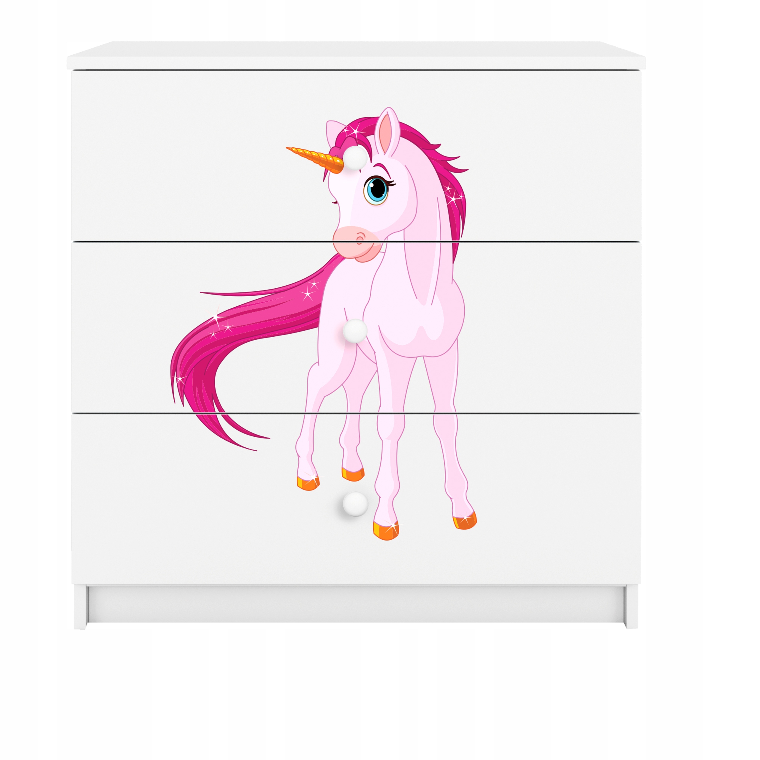 Komoda Babydreams bílá grafika jednorožec 80 cm