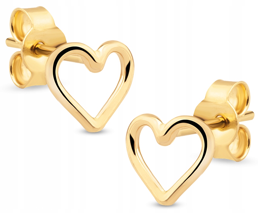 Złote Kolczyki Na Sztyft Serca Serduszka Heart 585