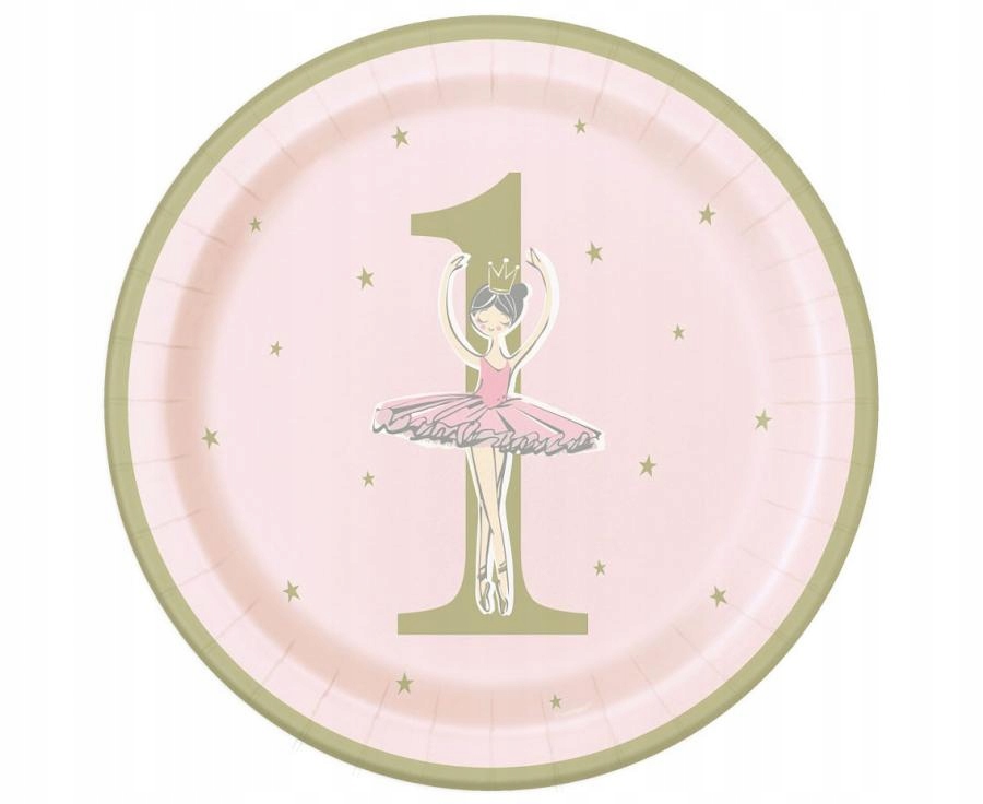 

Talerzyki Balerina 1 Urodziny Roczek 21,9cm 8szt