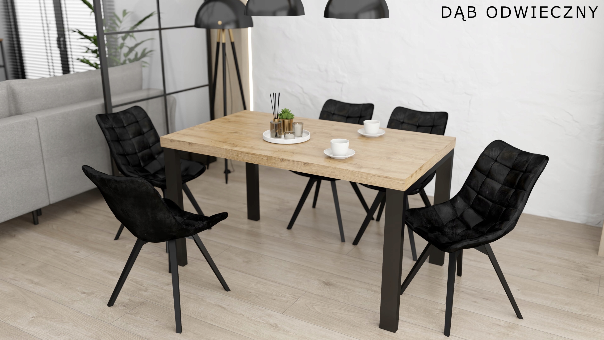 Stół Prostokątny LOFT METALOWE NOGI 140x80x240 cm rozkładany na 10-12 osób! Wysokość mebla 78.5 cm