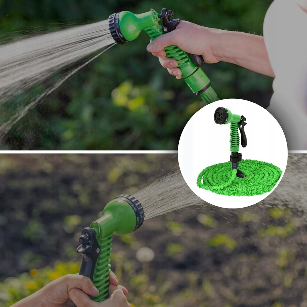 WĄŻ OGRODOWY 30m ROZCIĄGLIWY ELASTYCZNY + ZŁĄCZKI + PISTOLET Typ zestawy