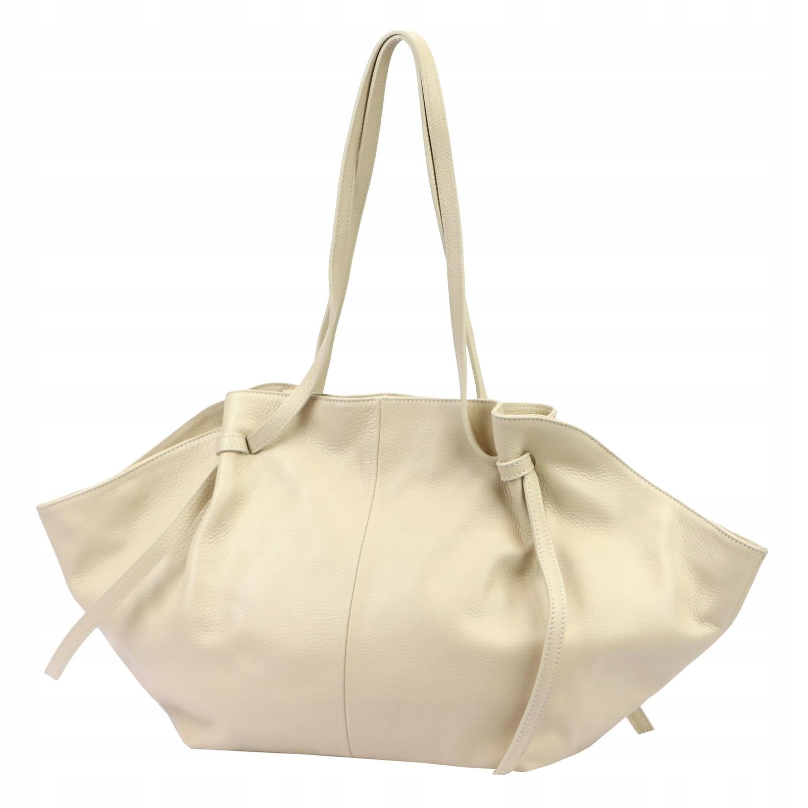 Dámská shopper kožená kabelka, béžová, velká, pojme formát A4