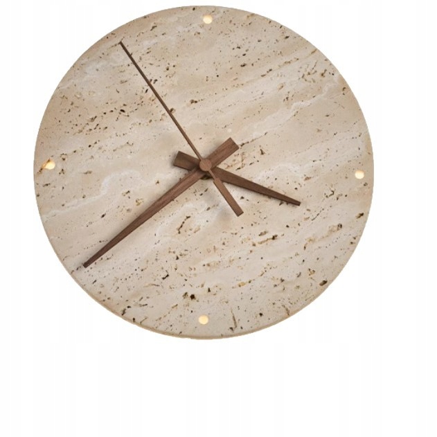 Travertino nástenná lampa 30 cm okrúhla Led, kamenný hodinový strojček, béžová