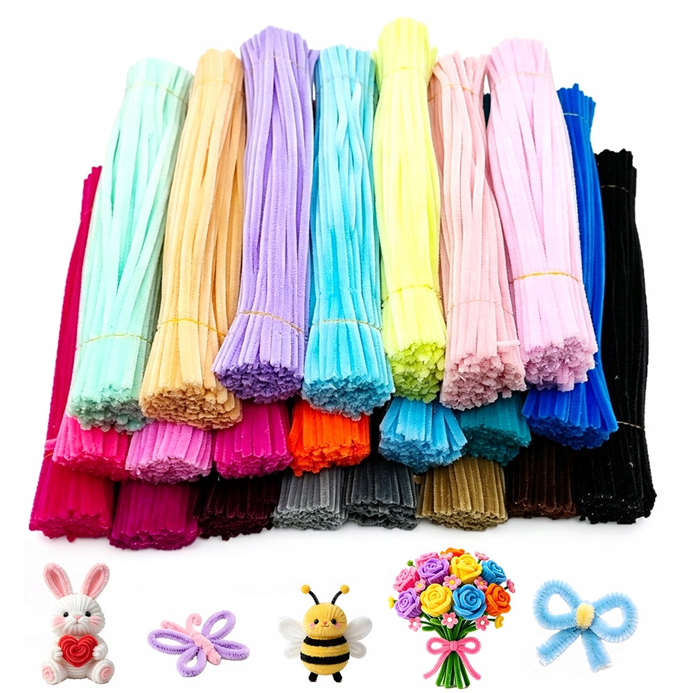 1200PCS Kreativní Drátky Barevné MIX Ozdobných Plyšových Vytěráků 30.5 CM