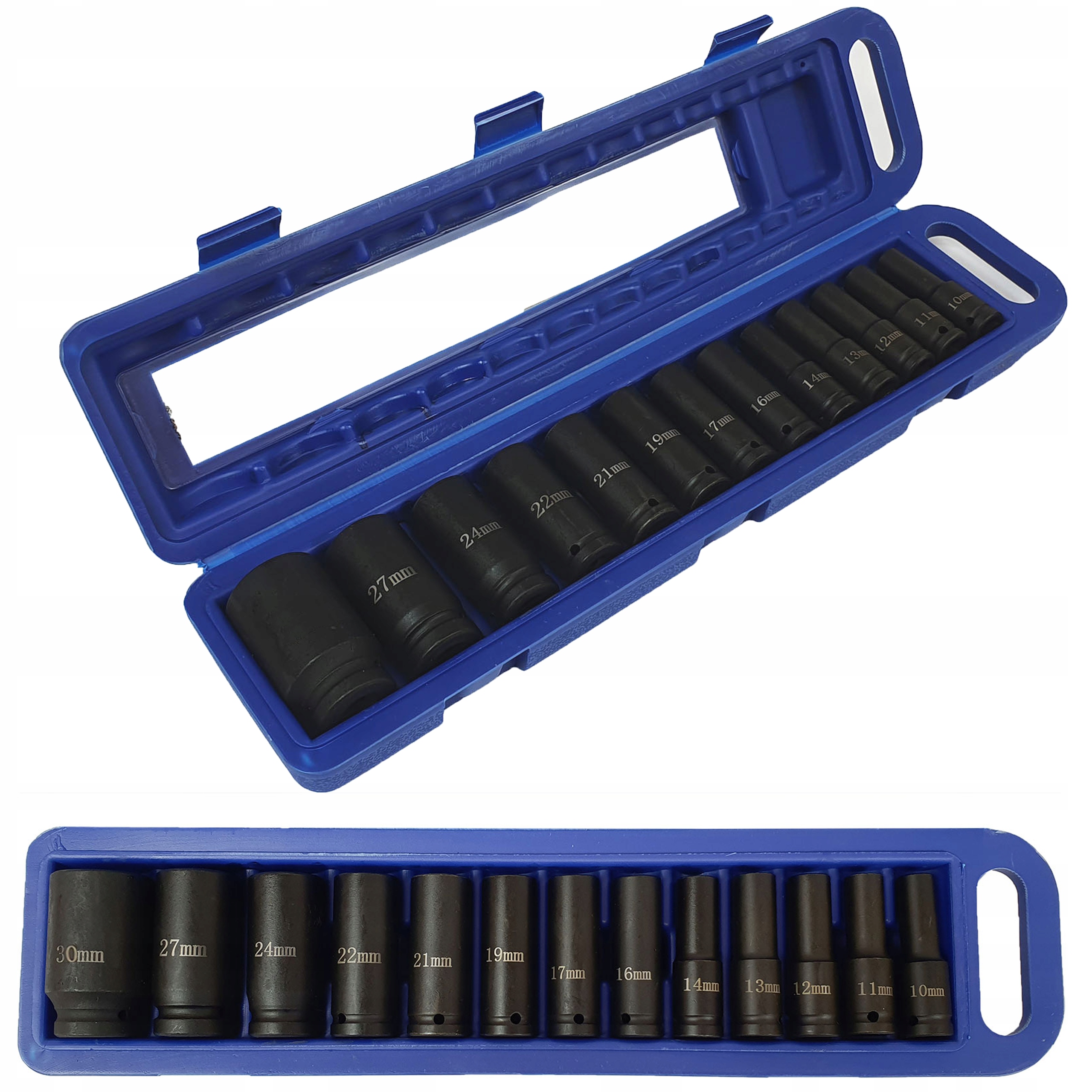 Zestaw Nasadek Nasadki Klucze Nasadowe Udarowe 10-30mm 1/2" 78mm 13el Etui