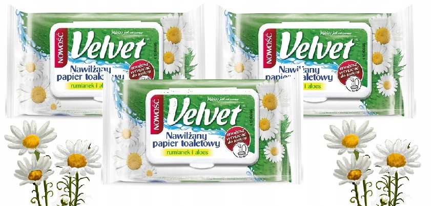 

Nawilżany Papier toaletowy Velvet 3x42 listki