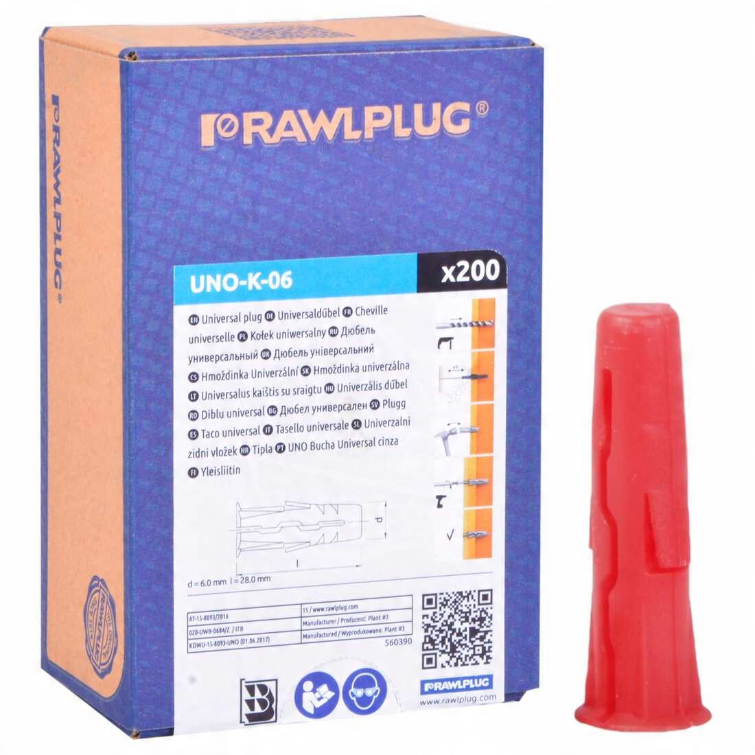 

Rawplug Kołki kołek rozporowy Uno 6x28mm 200szt