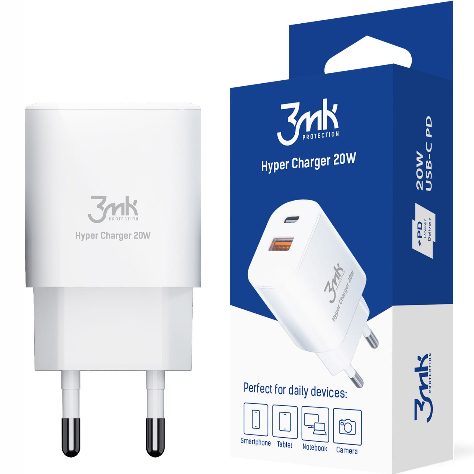 

Ładowarka sieciowa 3mk Usb-c, Usb-a, Qc 3.0 Pd 20W