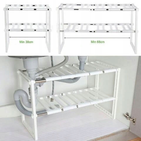 DWUSTOPNIOWA ROZSUWANA REGULOWANA PÓŁKA DO SZAFY SZAFKI KUCHENNEJ POD ZLEW Kod producenta SC2857