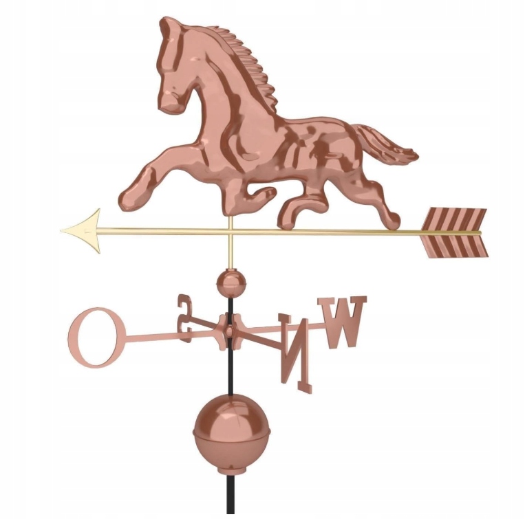 Dekorativní měděná korouhvička kůň, 118 cm