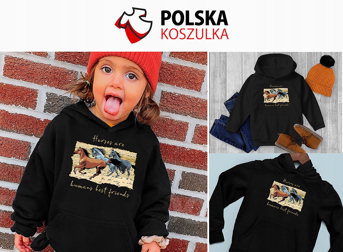 BLUZA Z KAPTUREM DZIECIĘCA DLA DZIECI KONIE 152 PREZENT JAKOŚĆ Marka Inna marka