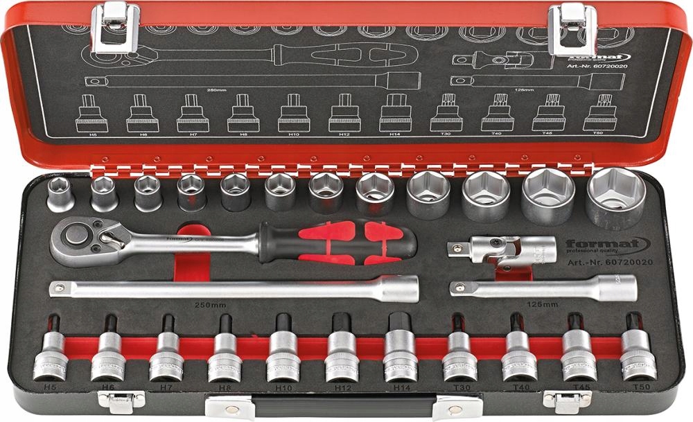 Sada vymeniteľných koncoviek nástrčného kľúča 1/2" 27-dielna Format