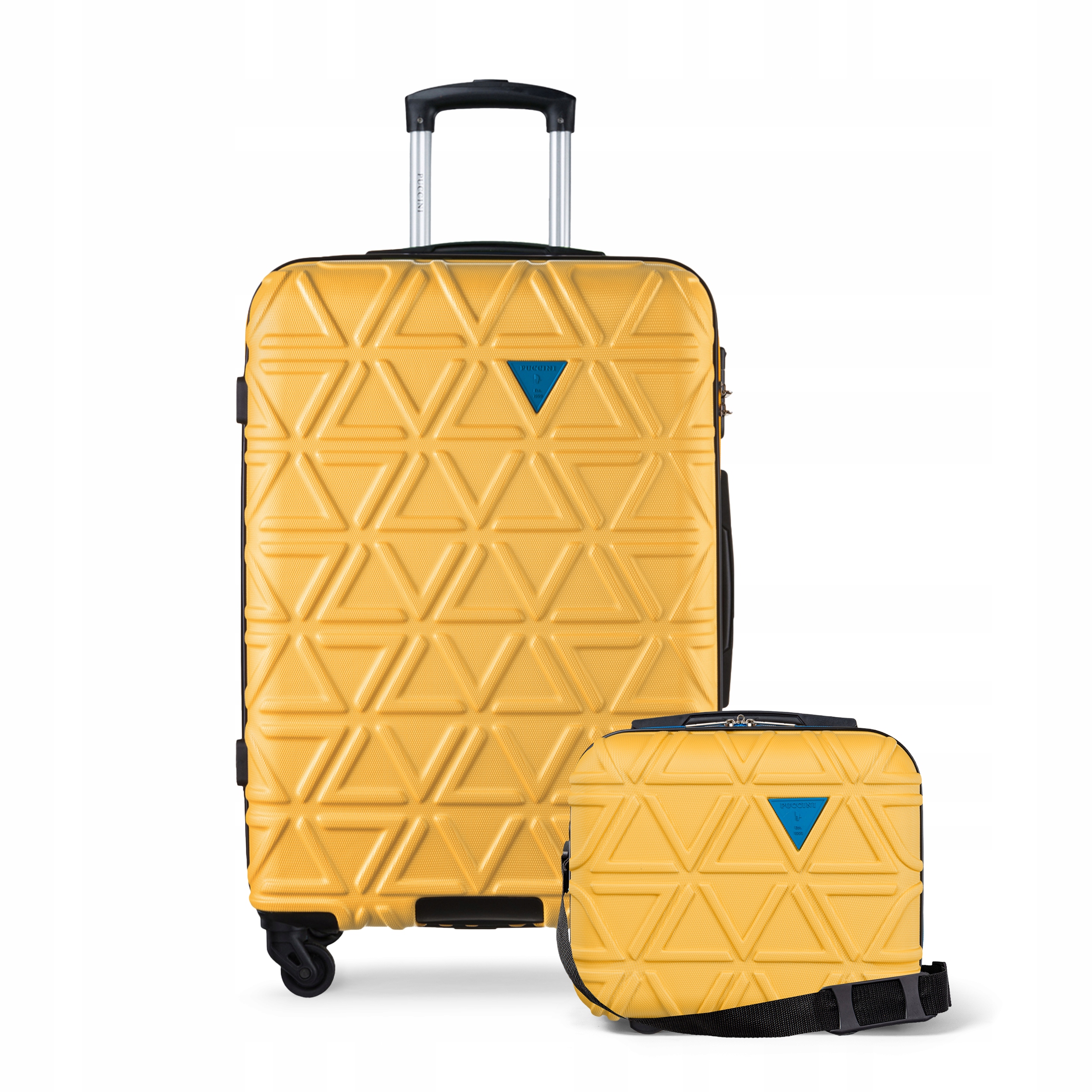 Puccini Zestaw Komplet Walizek Podróżnych 4 Kółka Średnia Kuferek Abs 2w1