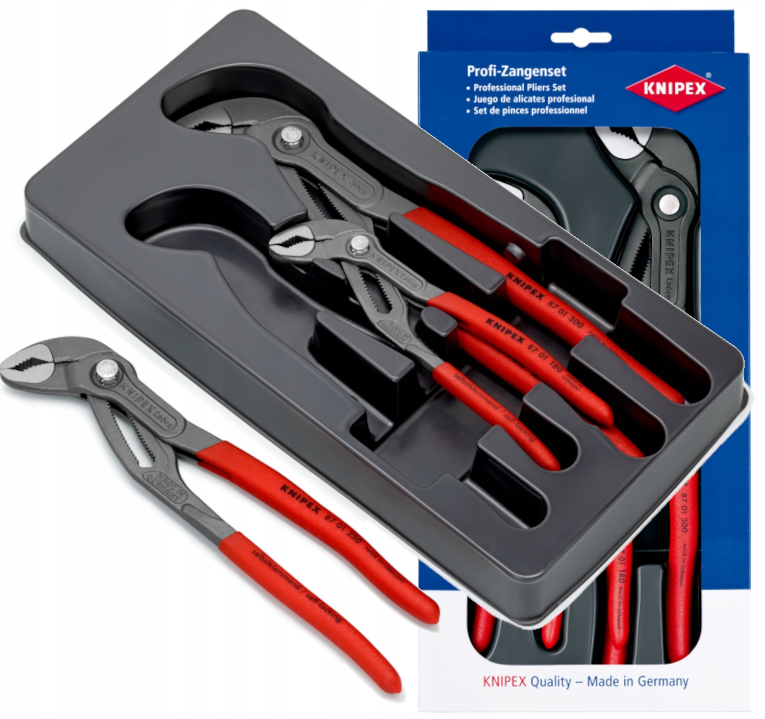Zestaw szczypiec do rur Cobra 180, 250, 300 mm Knipex (00 20 09 V02)