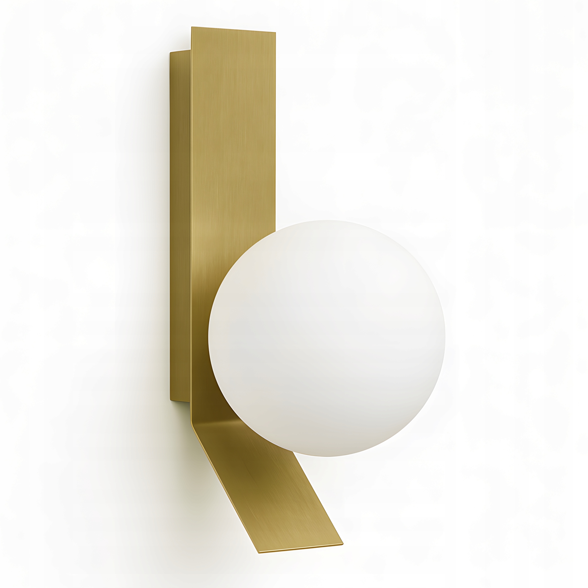 Lampa Nástenná Zlatá Brúsená Jednoduchá Mliečna Guľa Biela E27