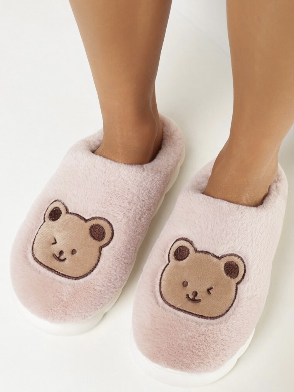 RÓŻOWE FUTRZANE KAPCIE Z MISIEM MIĘKKIE I PUSZYSTE 36-37