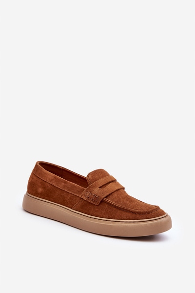 Pánské Polobotky Loafersy Z Přírodního Semiše Zazoo 1574 Hnědé 41