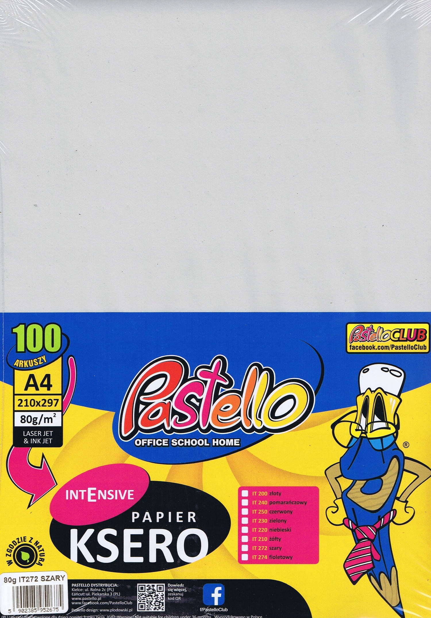 PAPIER KSERO A4 80G A'100 IT272 SZARY 2675