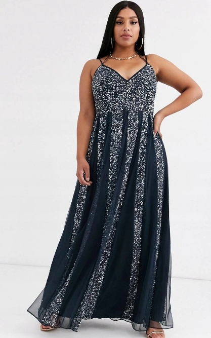 Flitrová Zdobená Koktejlová Šaty – Design Pro Plnoštíhlou Ženu 52 6XL