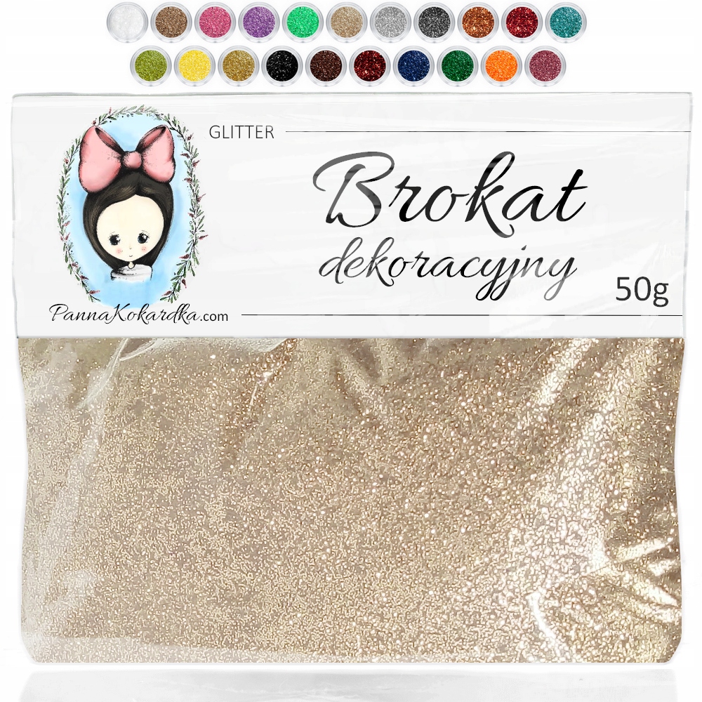 

PK23P Brokat Jasne złoto do paznokci pyłek Ecru