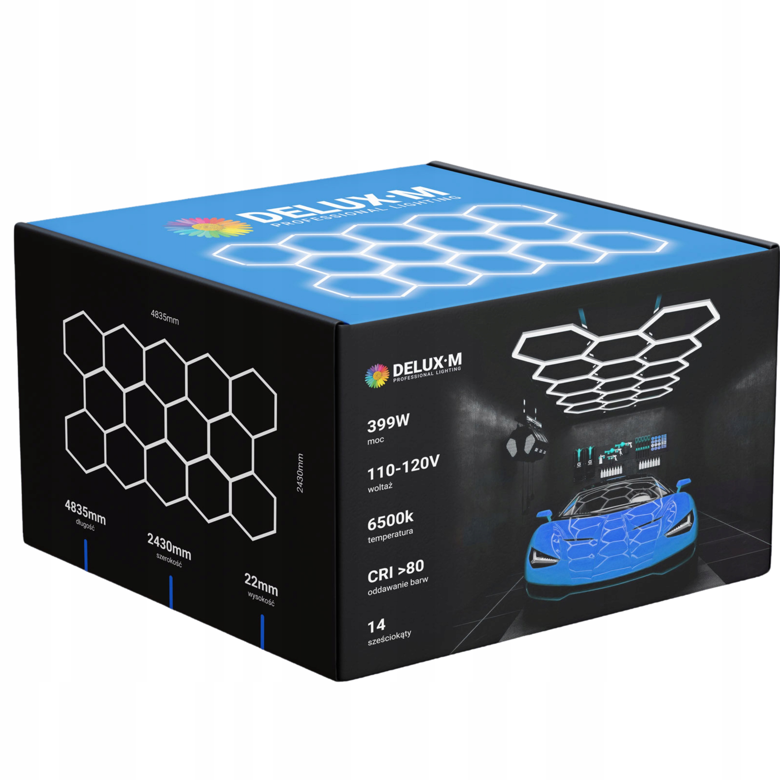 Lampa sufitowa panel Led plafon Hexagon 229*394cm 6500K do garażu domu