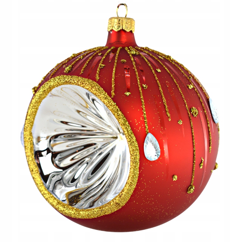 

Bombka reflektor czerwona z sopelkami 12 cm Saco