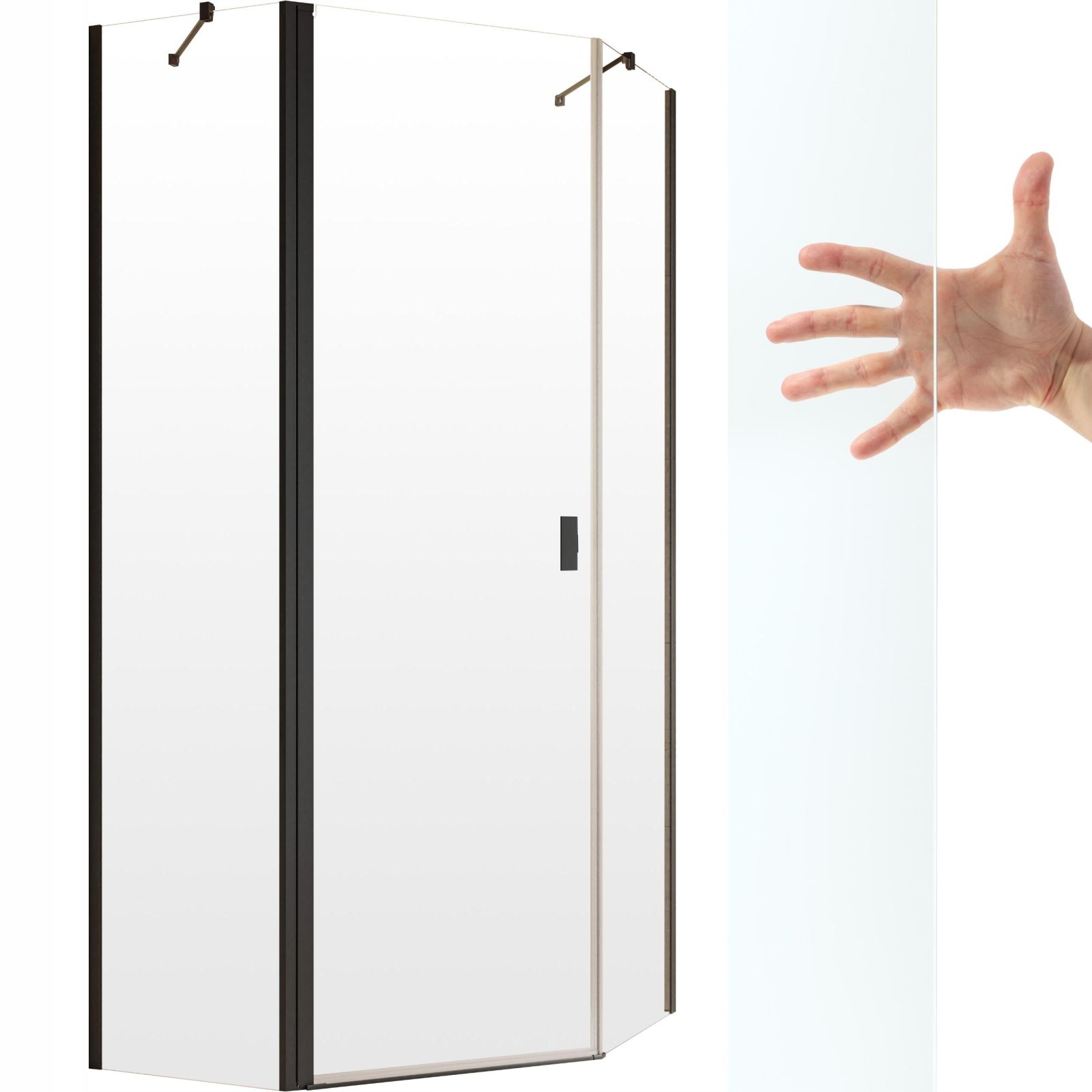 Kabina prysznicowa czarna Nes Ptj 100x80 L czyste