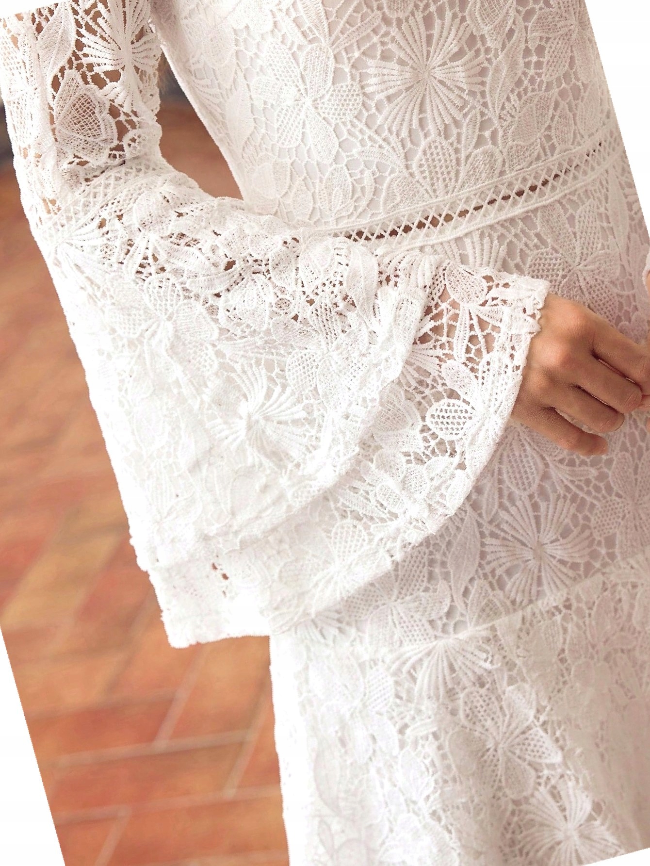 Šaty z Gipiurové Korunky Bílá Motf Za Koleno Vrstvená Koktejlová...